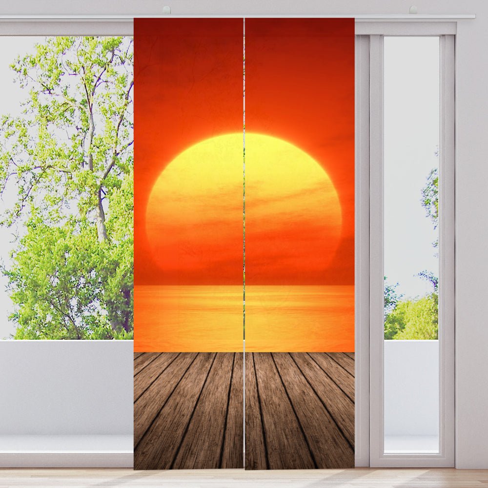 Schiebegardine Motiv "Sonnenuntergang Meer Steg" - La-Melle
