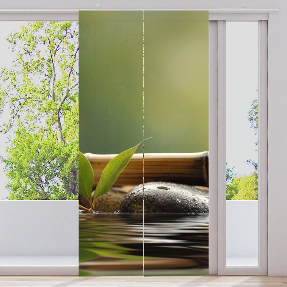 Schiebegardine Motiv "Bambusrohr Steinturm" - La-Melle