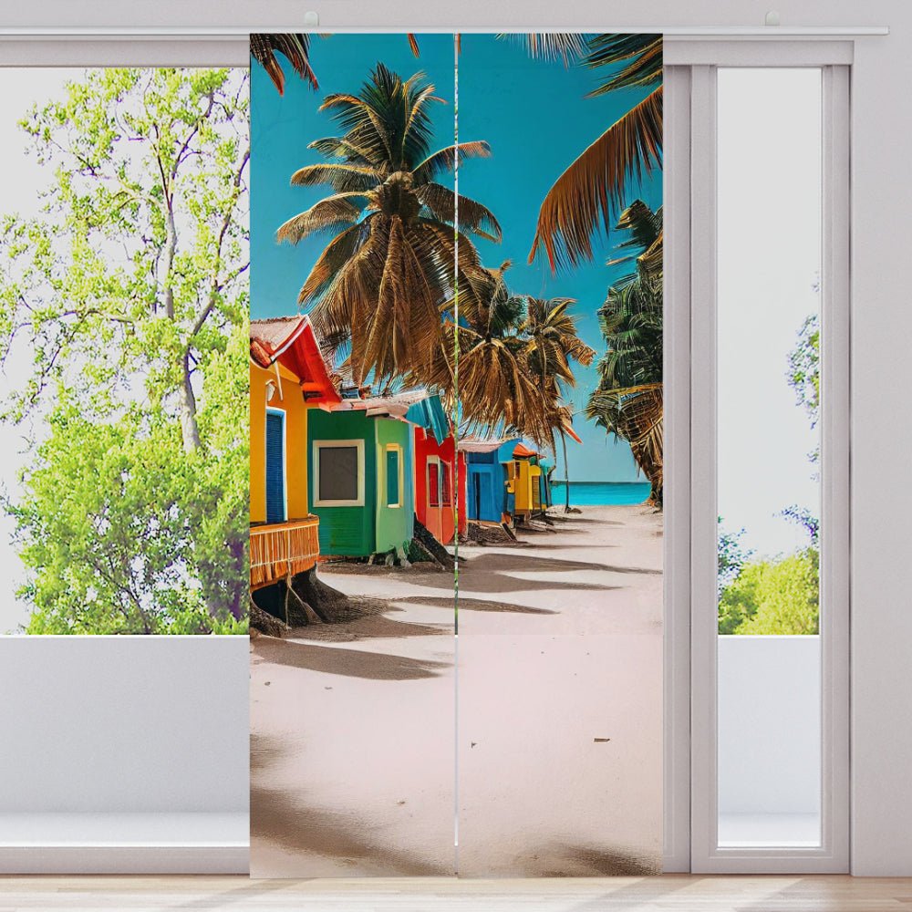 Schiebegardine Motiv "Catalina Beach Meer Haus" - La-Melle