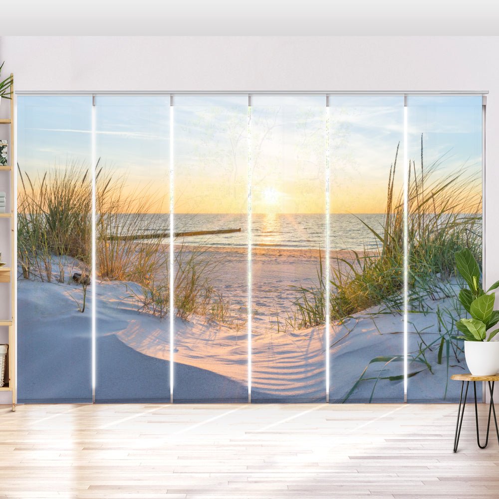 Schiebegardine Motiv "Strand Sonnenuntergang Meer" - La-Melle