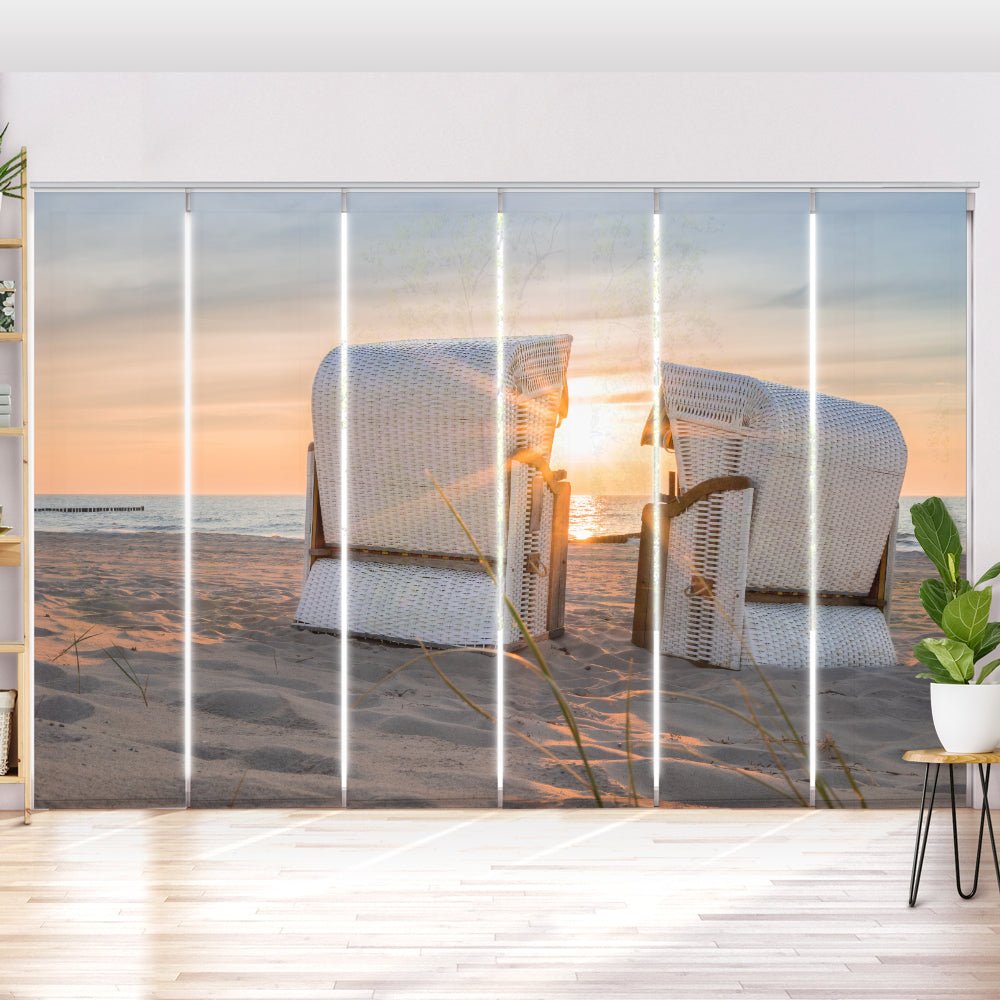 Schiebegardine Motiv "Strandkorb Meer Küste" - La-Melle