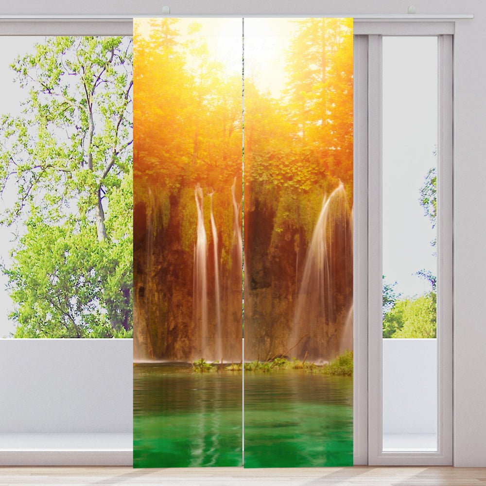 Schiebegardine Motiv "Wald See Sonnenaufgang" - La-Melle