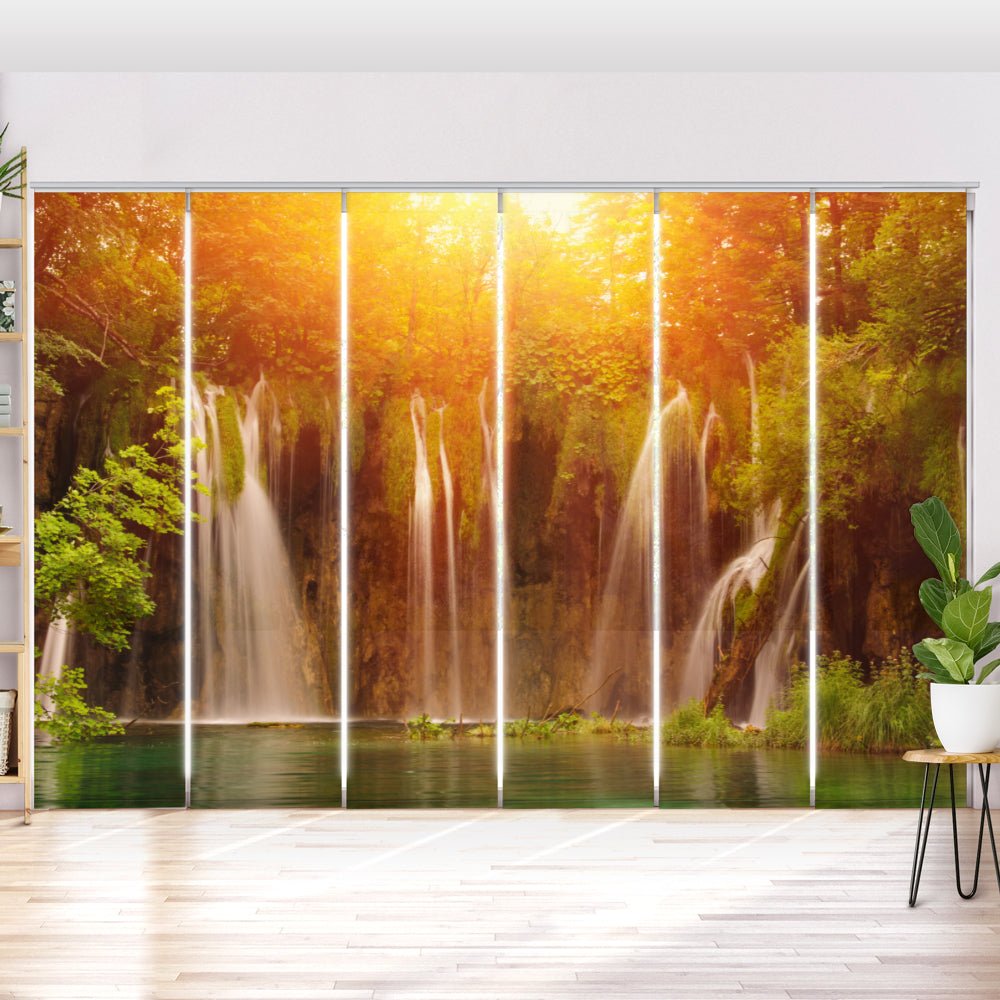 Schiebegardine Motiv "Wald See Sonnenaufgang" - La-Melle