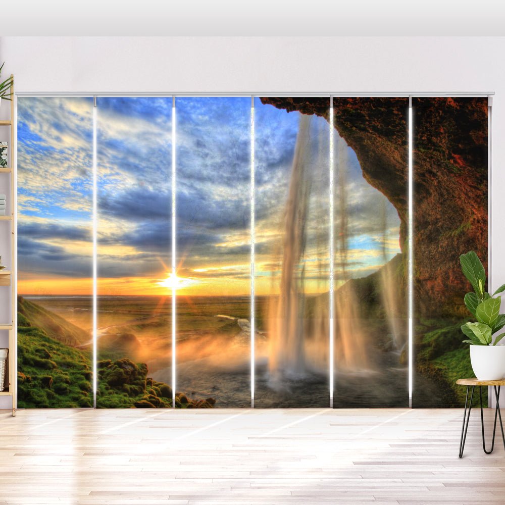 Schiebegardine Motiv "Wasserfall Island" - La-Melle