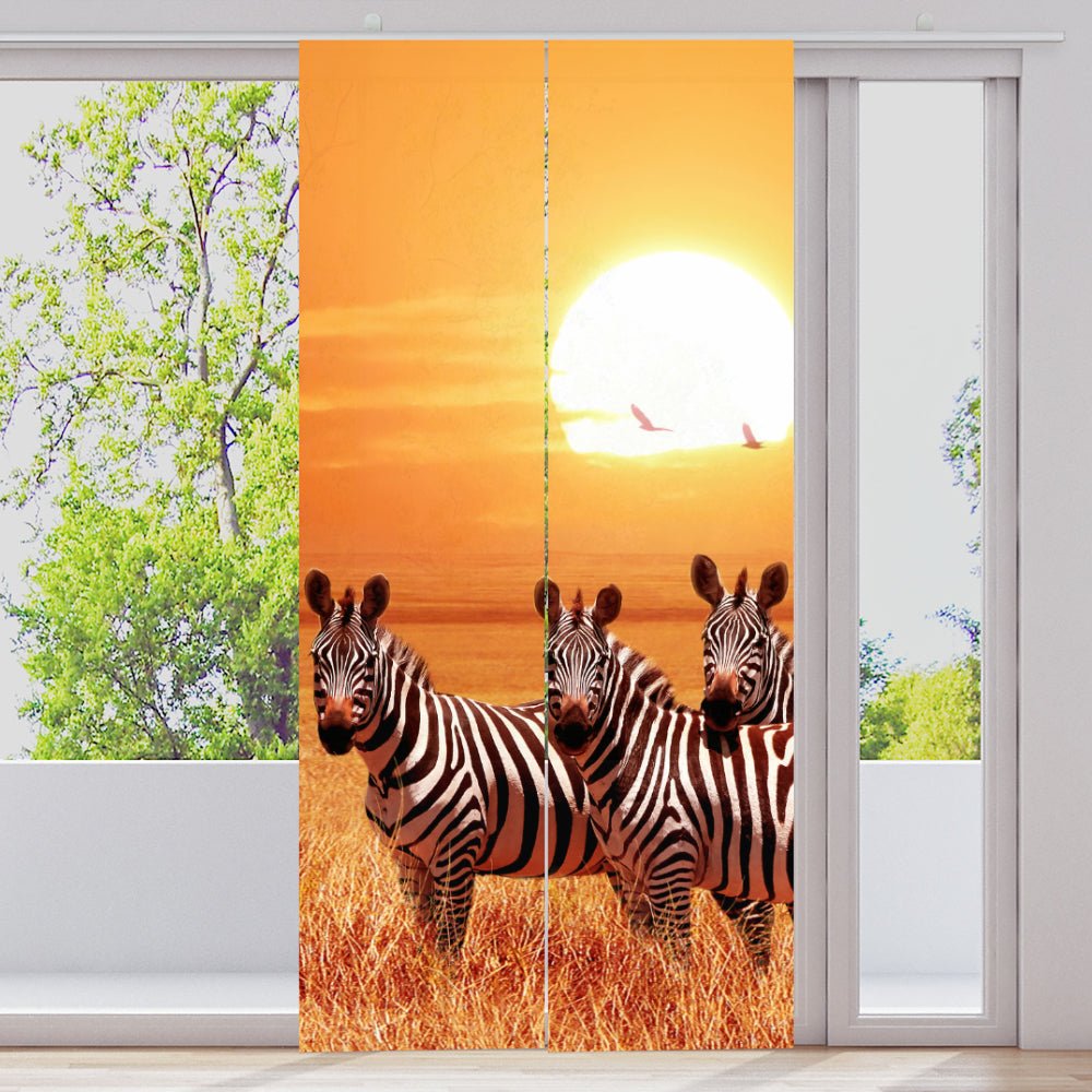 Schiebegardine Motiv "Zebras Afrika Savanne" - La-Melle