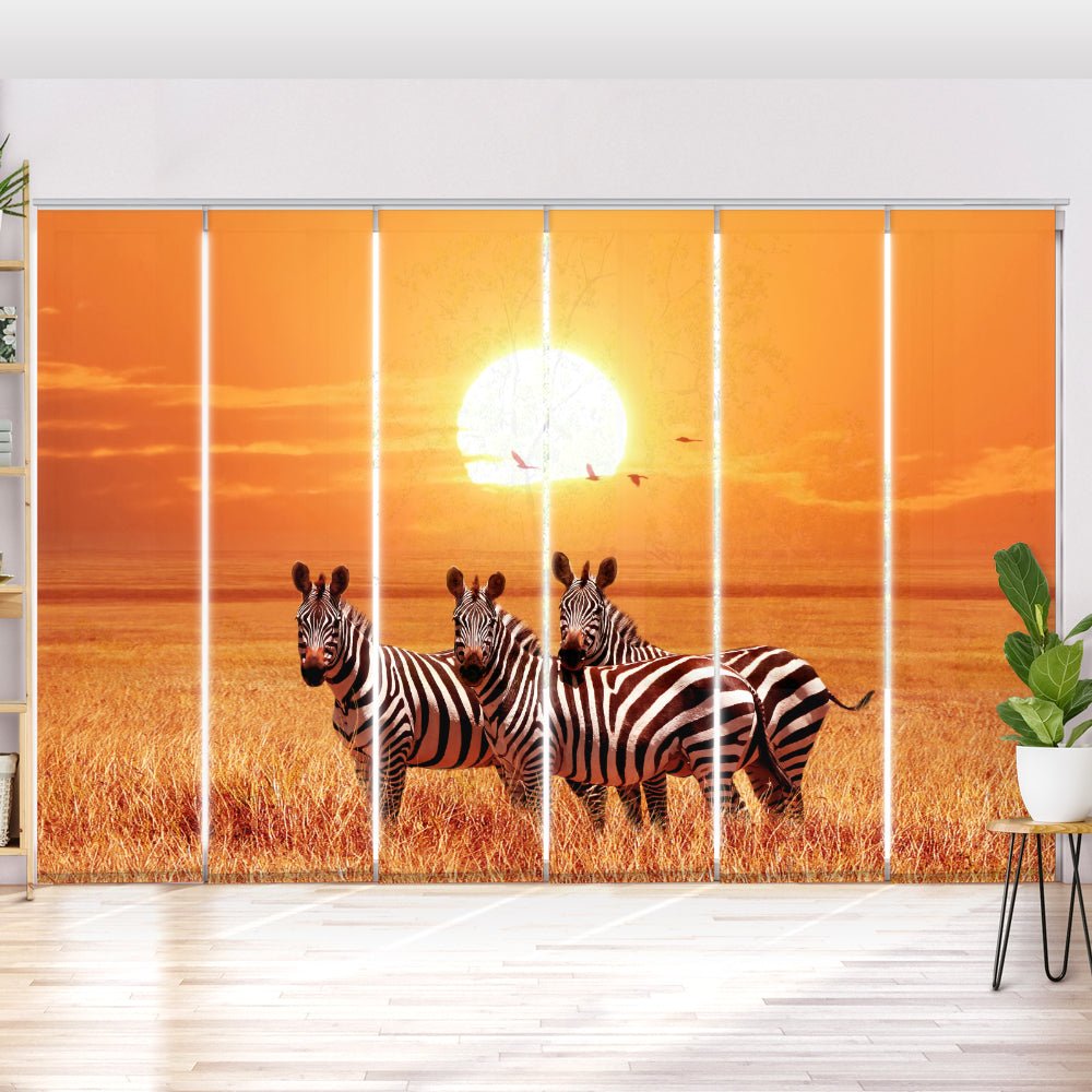 Schiebegardine Motiv "Zebras Afrika Savanne" - La-Melle