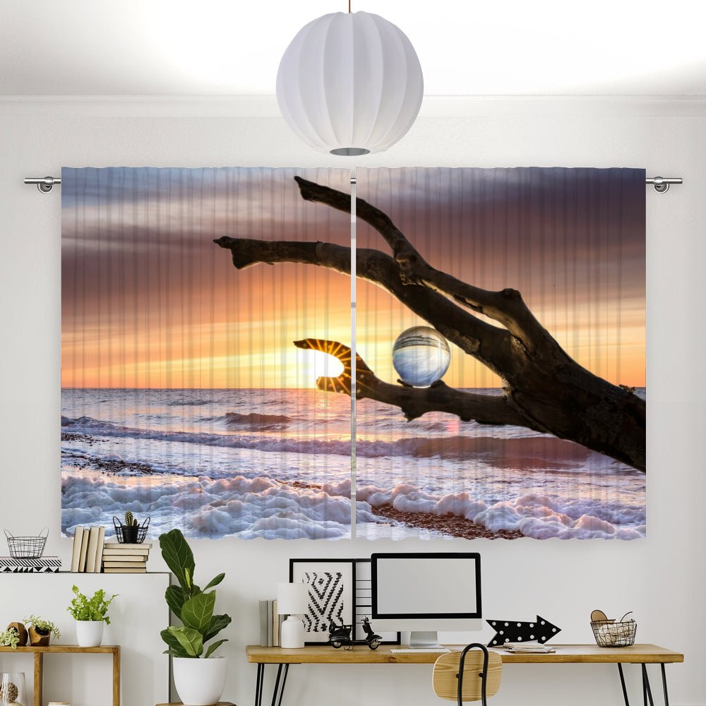 Vorhang Motiv "Glaskugel Baum Wellen" - La-Melle