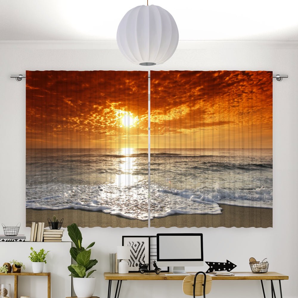 Vorhang Motiv "Meer Wellen Sonnenuntergang" - La-Melle