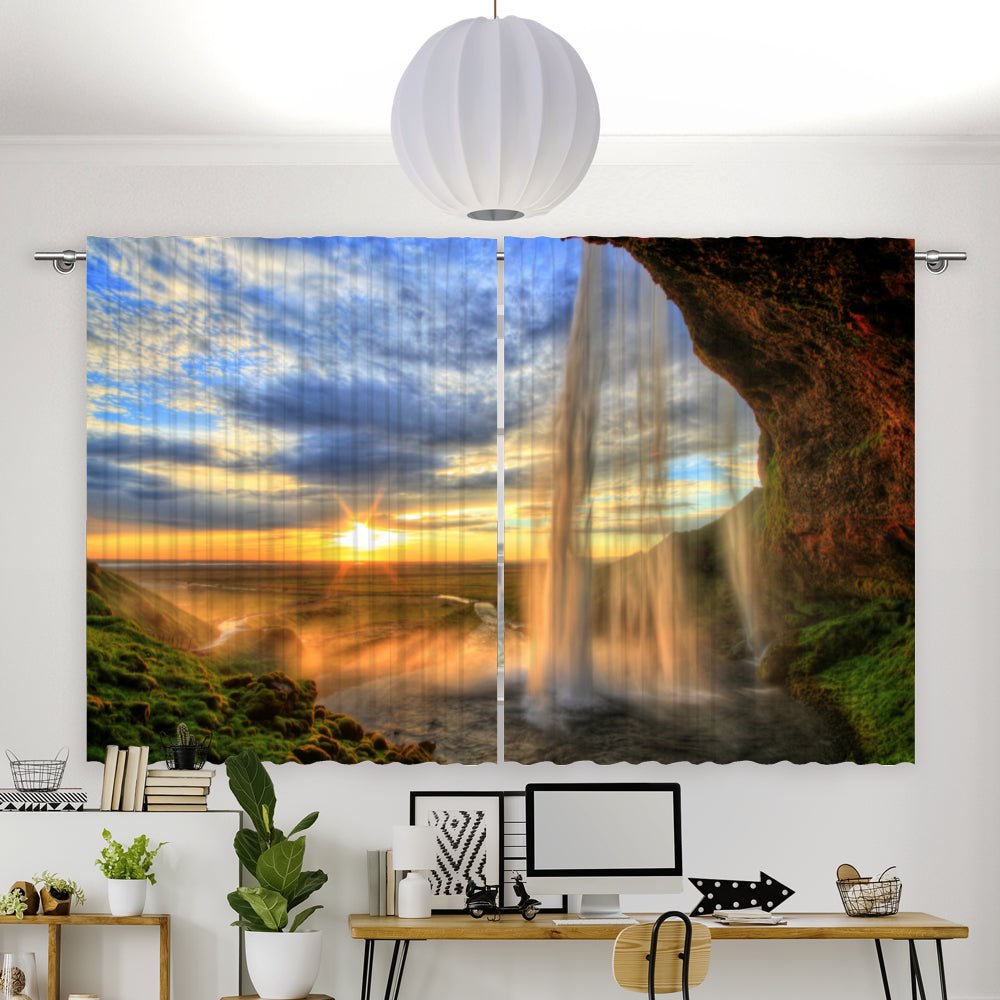 Vorhang Motiv "Wasserfall Island" - La-Melle