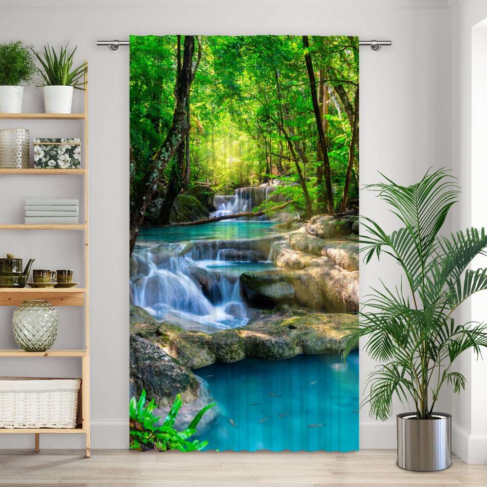 Vorhang Motiv "See Wald Wasserfall" - La-Melle