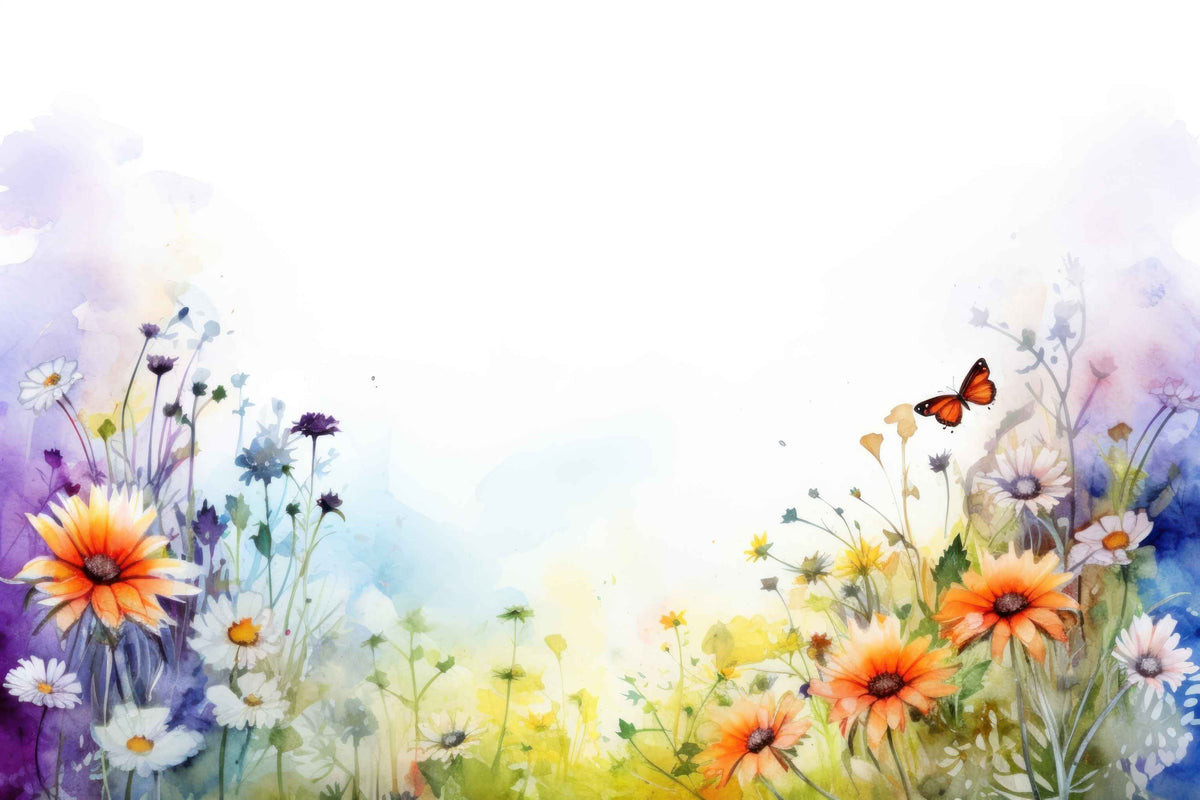 Motiv "Wildblumen mit Schmetterling" – Vorlage für individuell bedruckte Fensterdekoration von La-Melle