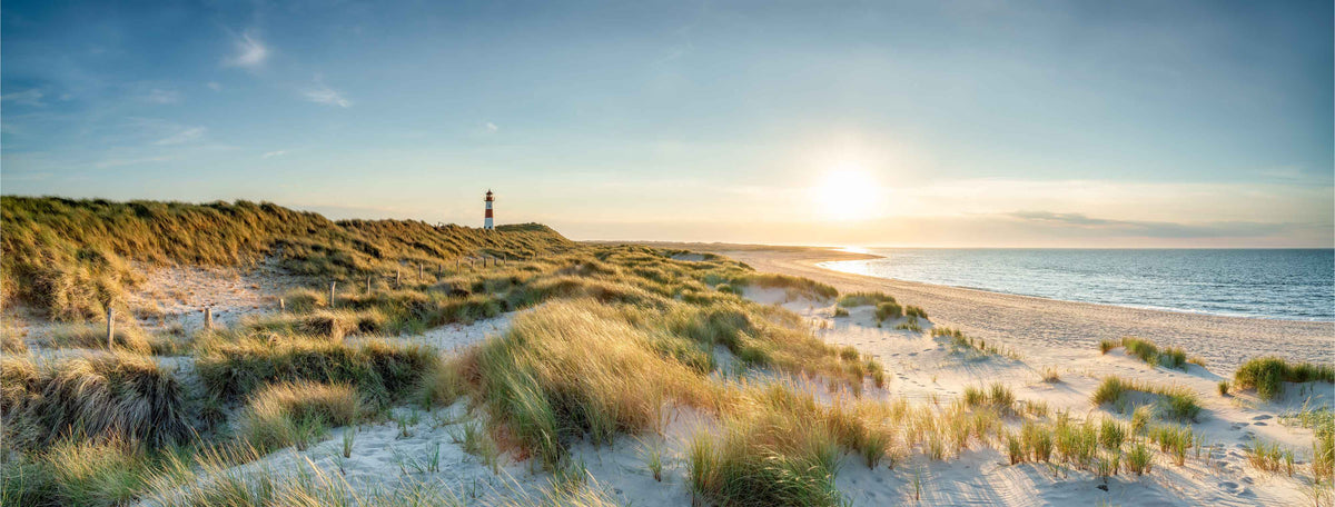 Motiv "Leuchtturm Strand Meer auf Sylt" – Vorlage für individuell bedruckte Fensterdekoration von La-Melle