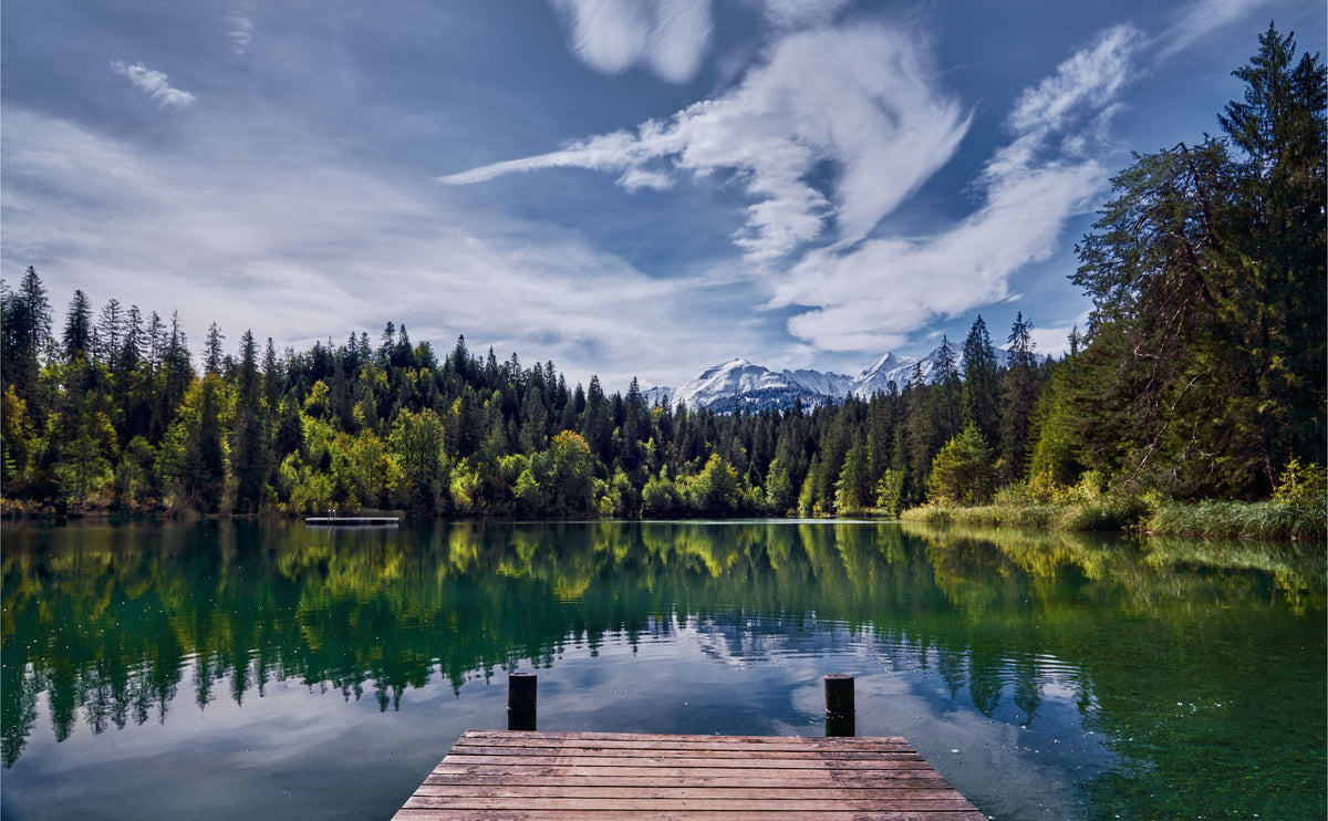 Motiv "Bergsee im Wald" – Vorlage für individuell bedruckte Fensterdekoration von La-Melle