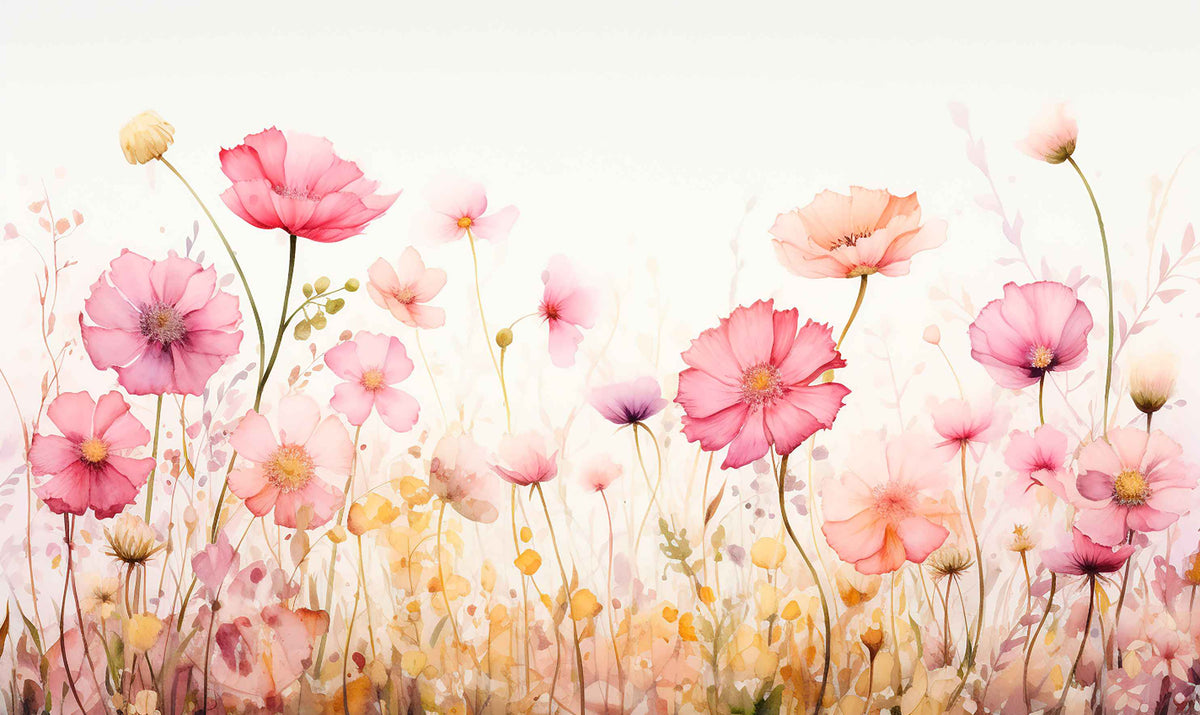 Motiv "Aquarell Rosen und Mohn" – Vorlage für individuell bedruckte Fensterdekoration von La-Melle