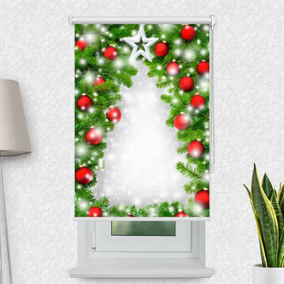 Motivrollo 'Tannenzweige Mit Kugeln' | Bis B 430 x H 440 cm