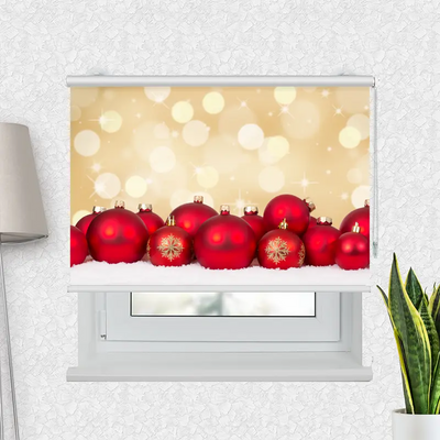 Motivrollo 'Rote Weihnachtskugeln' | Bis B 430 x H 440 cm