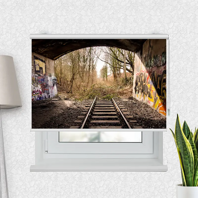 Fotorollo Bahnschienen Endstation