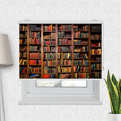 Motivrollo Altes Bücherregal | Bis B 430 x H 440 cm