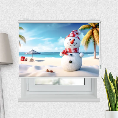 Motivrollo 'Schneemann Am Strand' | Bis B 430 x H 440 cm