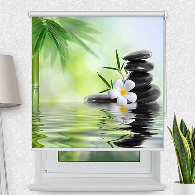 Fotorollo Frangipani Bambus Steine