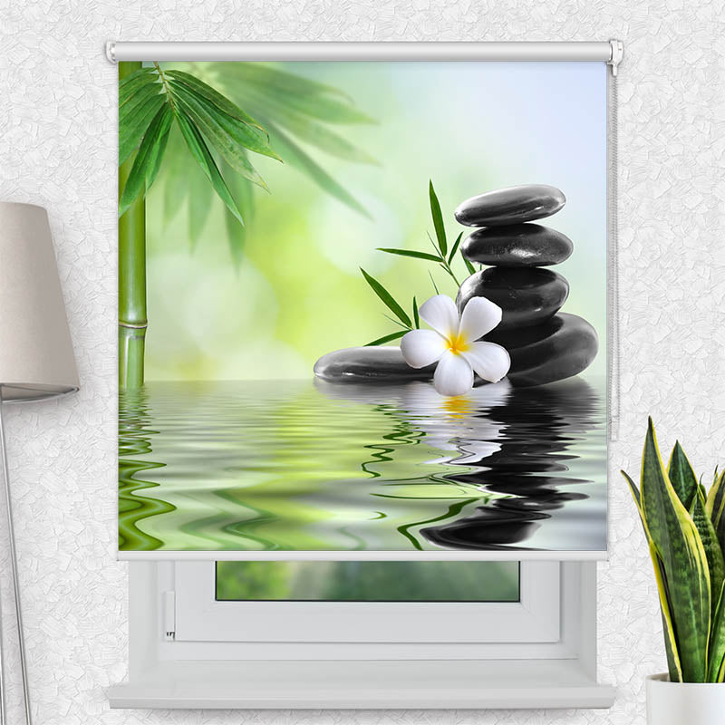 Fotorollo Frangipani Bambus Steine