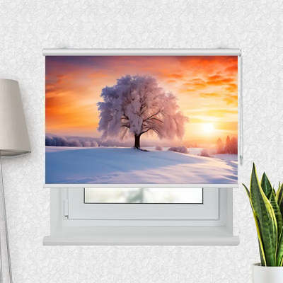 Motivrollo 'Baum Mit Schnee' | Bis B 430 x H 440 cm