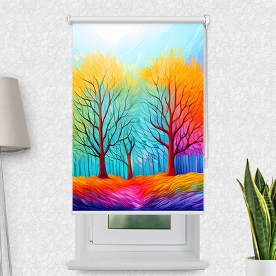 Motivrollo Herbstwald Kunst | Bis B 430 x H 440 cm