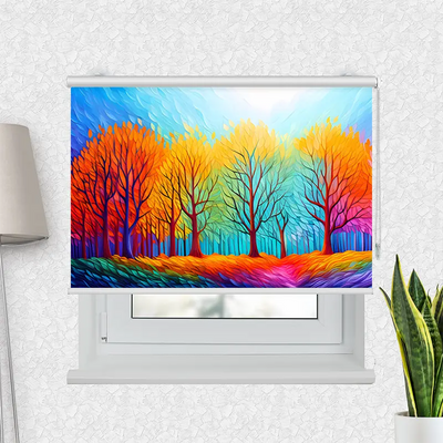 Motivrollo Herbstwald Kunst | Bis B 430 x H 440 cm