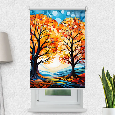 Motivrollo Baeume Im Herbst Gemaelde | Bis B 430 x H 440 cm