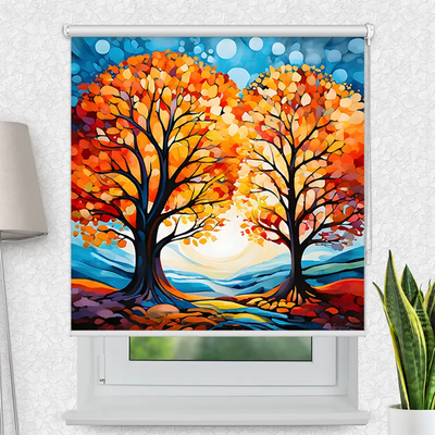 Motivrollo Baeume Im Herbst Gemaelde | Bis B 430 x H 440 cm