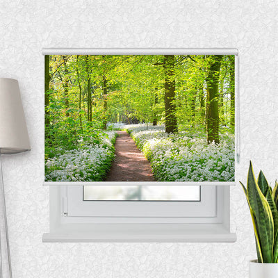Fotorollo Waldweg mit Blumen