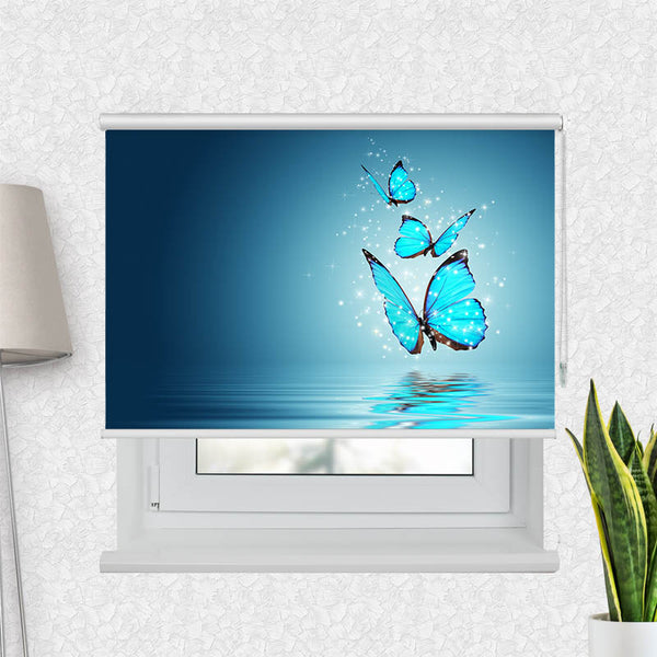 Motivrollo 'Blaue Schmetterlinge' | Bis B 430 x H 440 cm