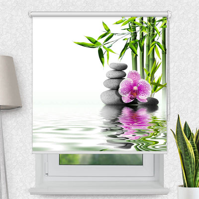 Fotorollo Bambus Orchidee Zen Stones