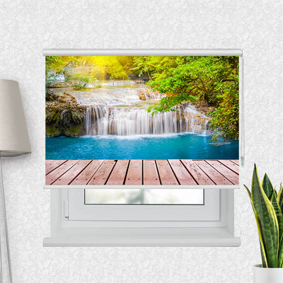 Fotorollo Wald Wasserfall Steg