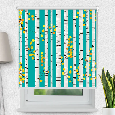 Motivrollo Birken Im Herbst | Bis B 430 x H 440 cm