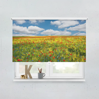 Spring Rollo Motiv Kornfeld Mohnblumen Feld