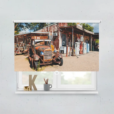 Springrollo Motiv Verlassene Tankstelle An Der Route 66