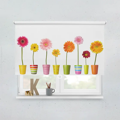 Spring Rollo Motiv Bunte Topfblumen