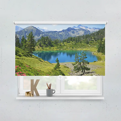 Springrollo Motiv   Berglandschaft Mit See