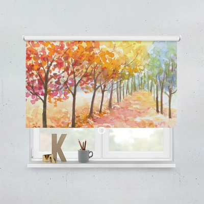 Spring Rollo Motiv Herbst Allee Aquarell