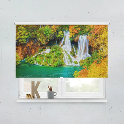 Spring Rollo Motiv Wasserfall Wald Im Herbst