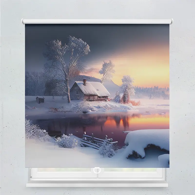 Spring Rollo Motiv Haus See Schnee