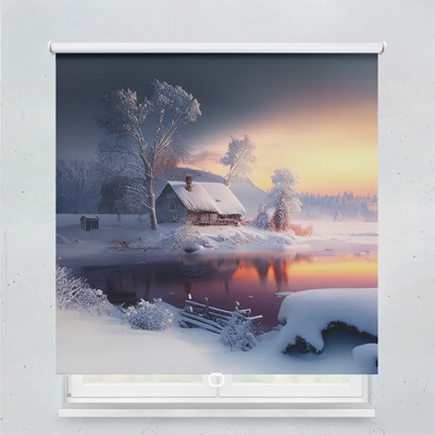 Spring Rollo Motiv Haus See Schnee