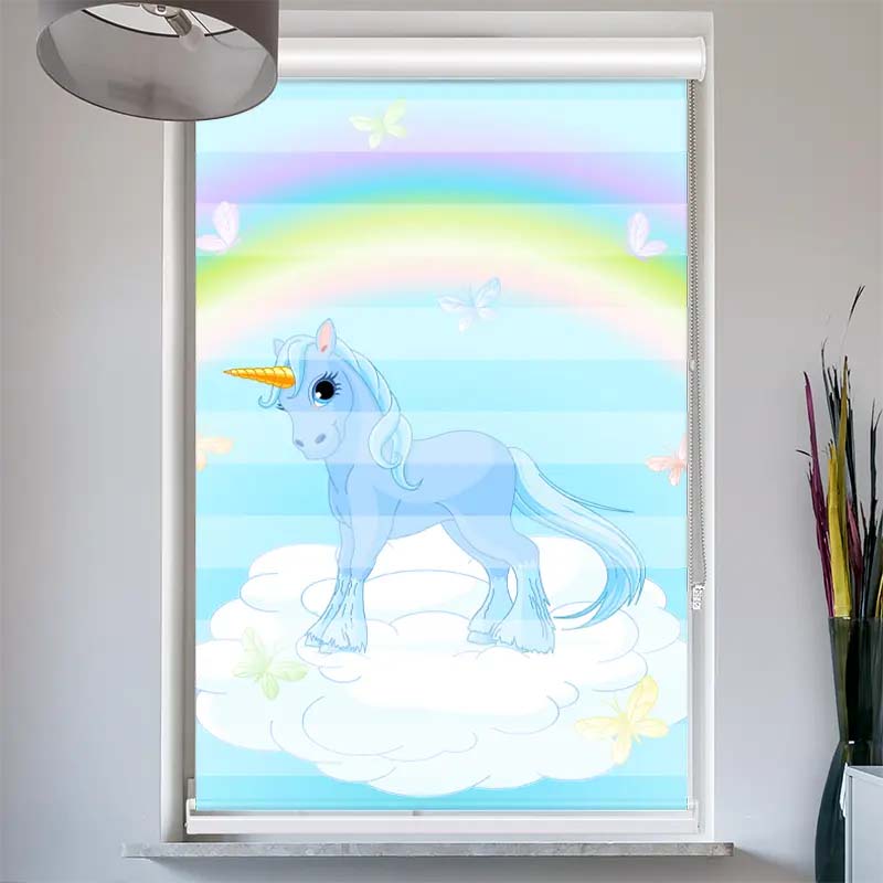 Doppelrollo mit Kassette  Einhorn auf der Wolke