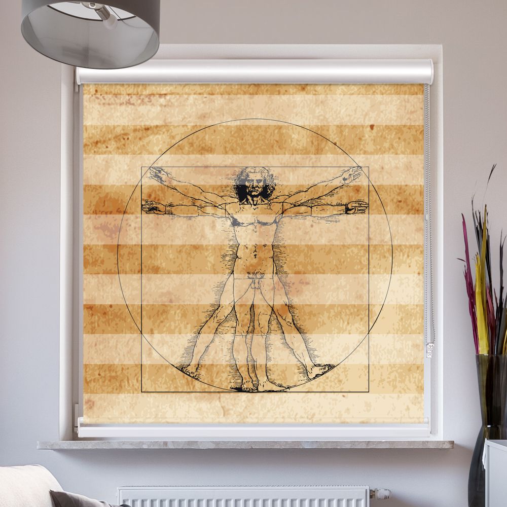 Doppellrollo mit Kassette Motiv 'Vintage Vitruvian Man'