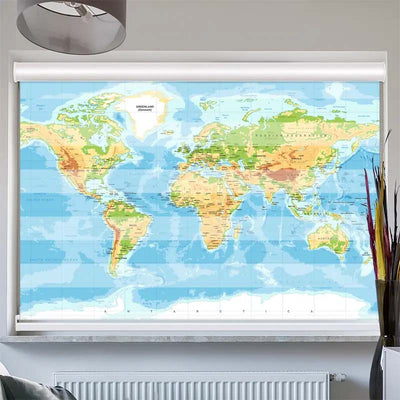 Doppelrollo mit Kassette  Weltkarte