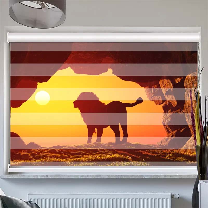 Doppelrollo mit Kassette  Loewe Sonnenuntergang