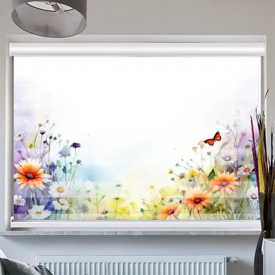 Doppelrollo Kassette Wildblumen mit Schmetterling