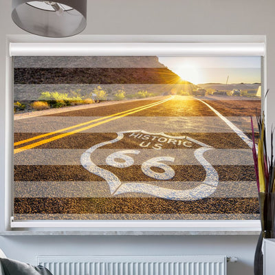 Doppellrollo mit Kassette Motiv 'Route 66 Sonnenuntergang'