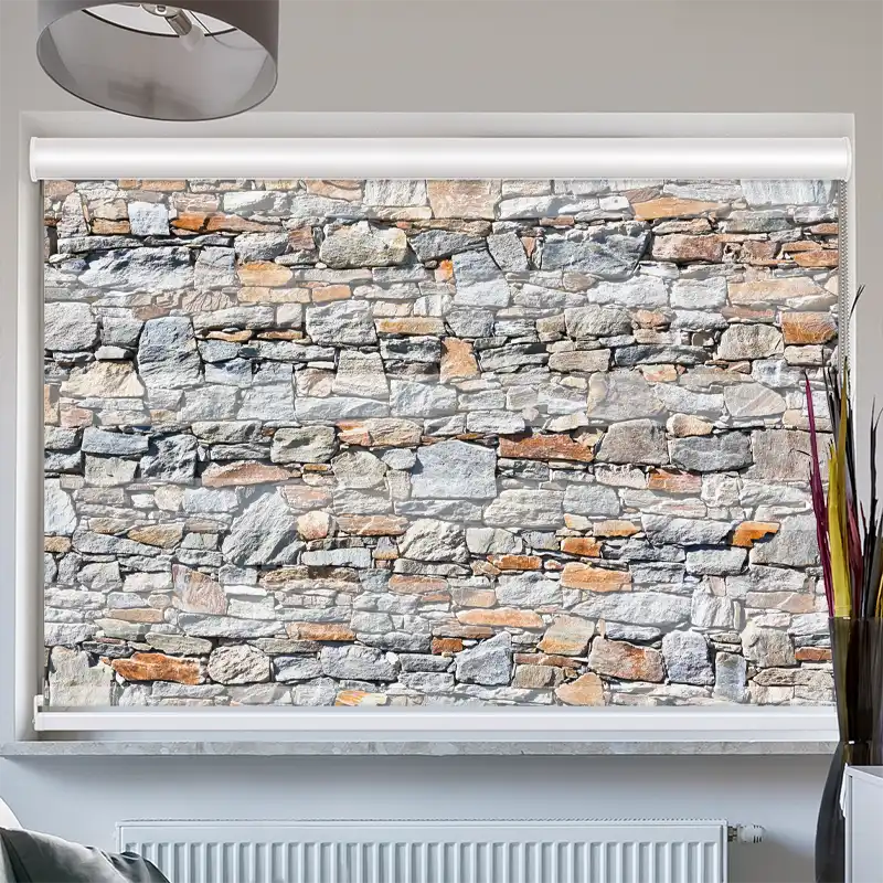 Doppelrollo Kassette Natursteinmauer